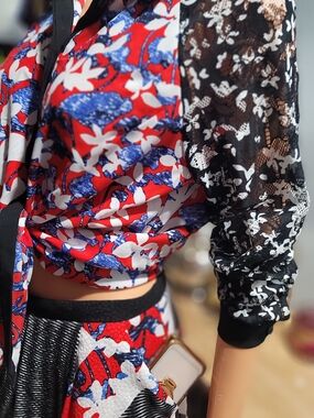 Peter Pilotto for Target Red, Blue and White Floral Blouse+Skirt